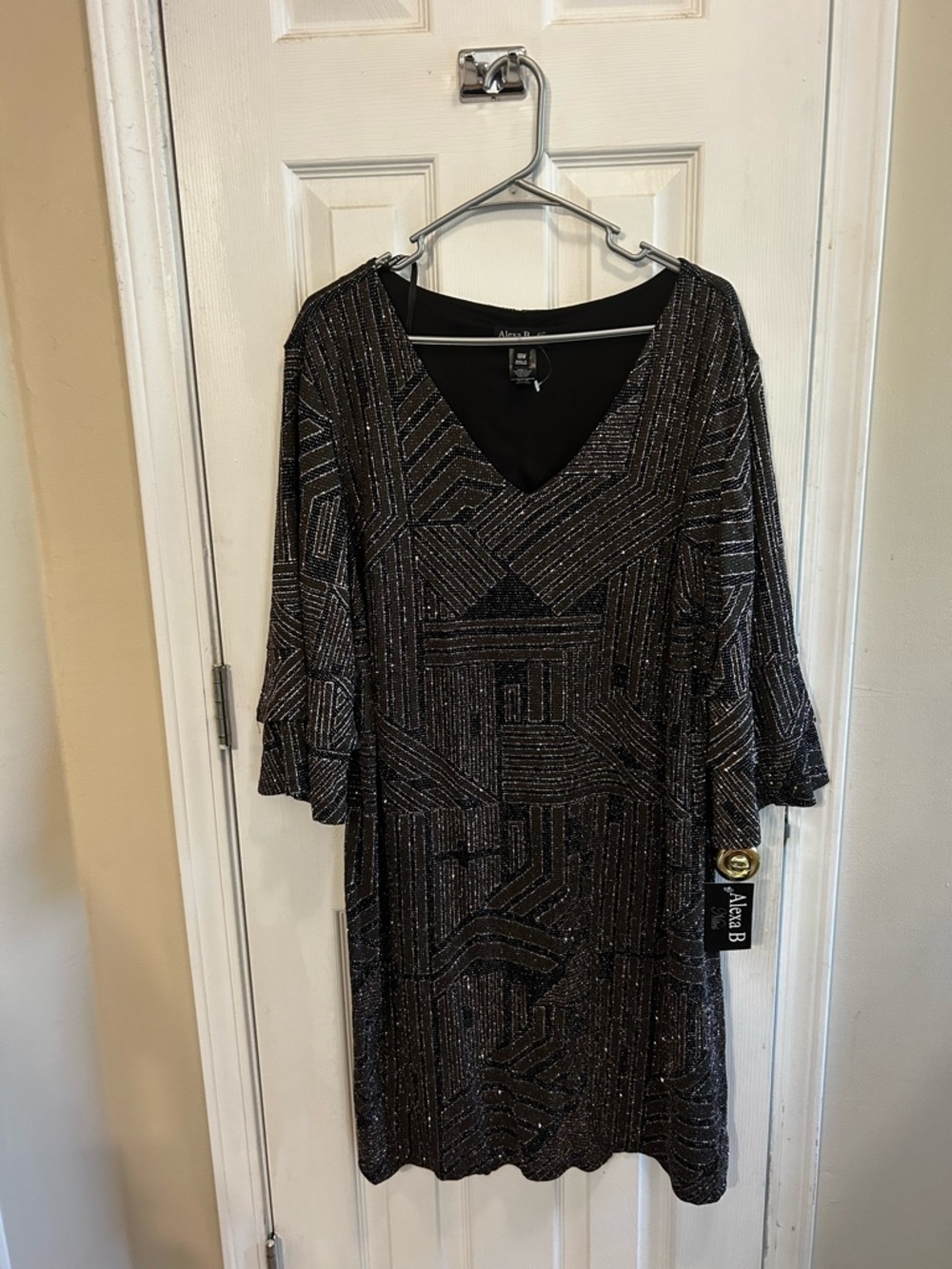 Apt. 9 Black Glitter V-Neck Midi Dress
